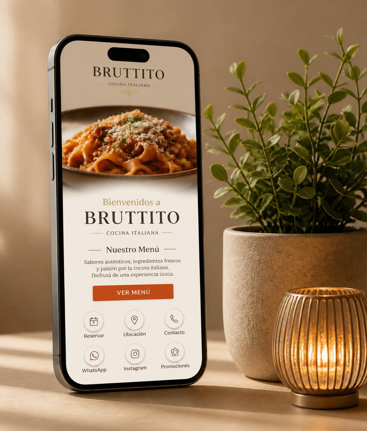 Mesero menú digital en un teléfono premium